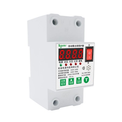 63A Automatic Reconnect Circuit Breaker Over And Under Voltage Over Current Leakage Protection Surge