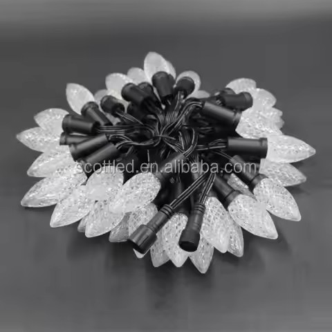 black wire C9 Christmas lights string Outdoor WS2811 DC12V Smart Pixel LED bulb holiday decorations / 3