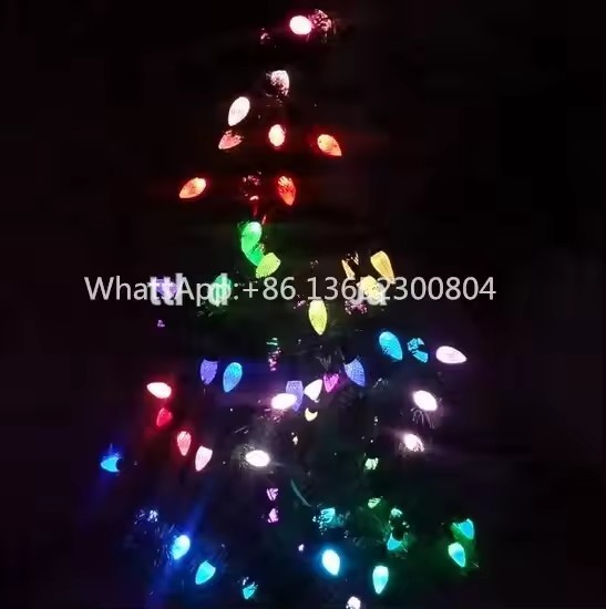 black wire C9 Christmas lights string Outdoor WS2811 DC12V Smart Pixel LED bulb holiday decorations / 2
