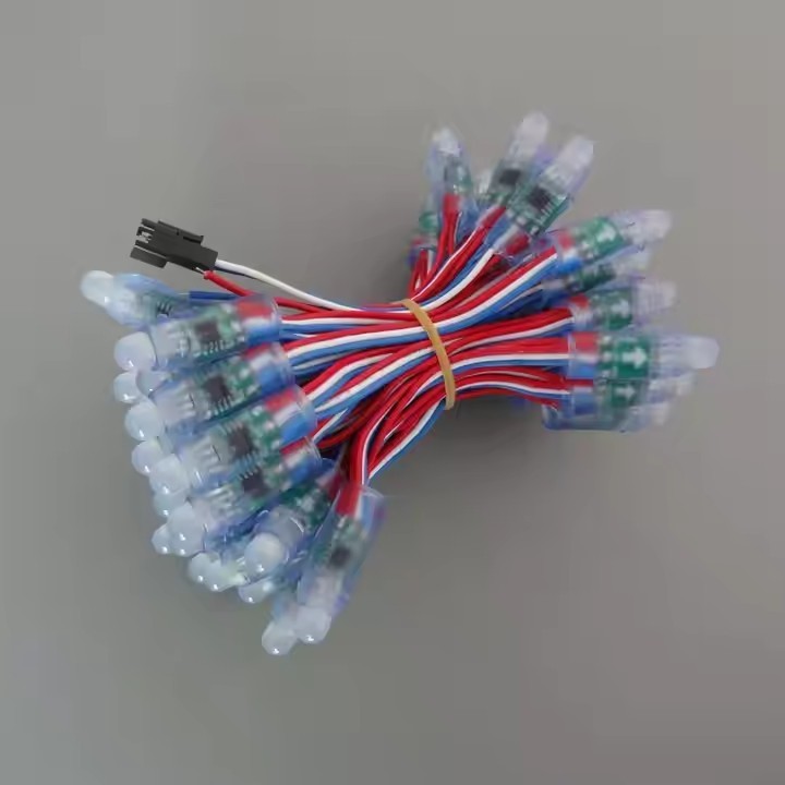 18awg color wire DC5V-12V IP68 100LEDS round shape 1903 WS2811 LED pixel string / 2