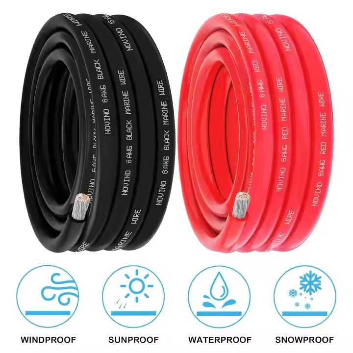 6 Gauge Marine Grade Wire 20FT Red Black Tinned Copper Electrical Cable Boat Solar Panel Automotive  / 2