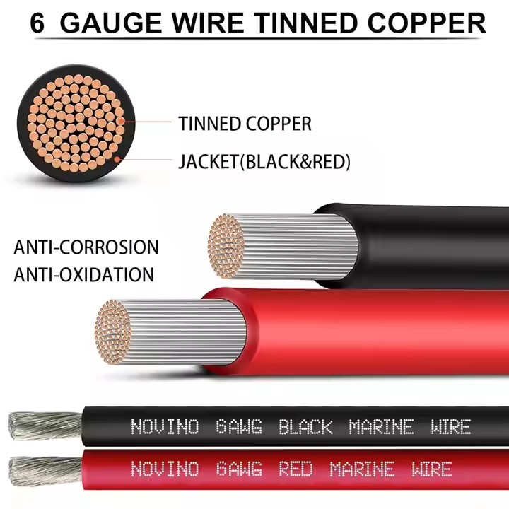 6 Gauge Marine Grade Wire 20FT Red Black Tinned Copper Electrical Cable Boat Solar Panel Automotive  / 3