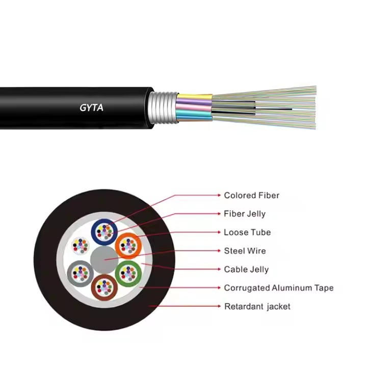 GYTA High speed armored fibre optic cable Stranded Loose Tube Core Single Mode / 2