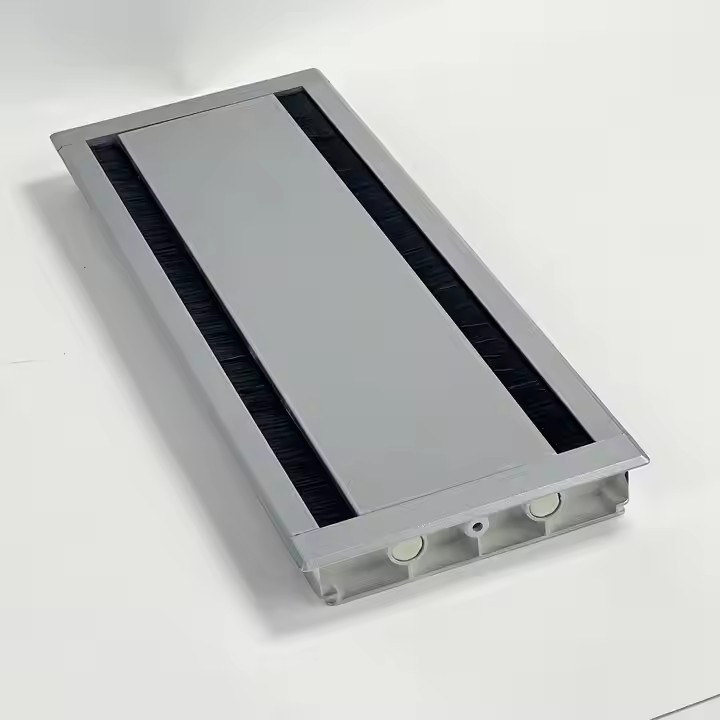 Customisable Aluminum Wire Box Conference Table Grommet Desk Rectangular Brush Wire Cable Hole Cover / 2