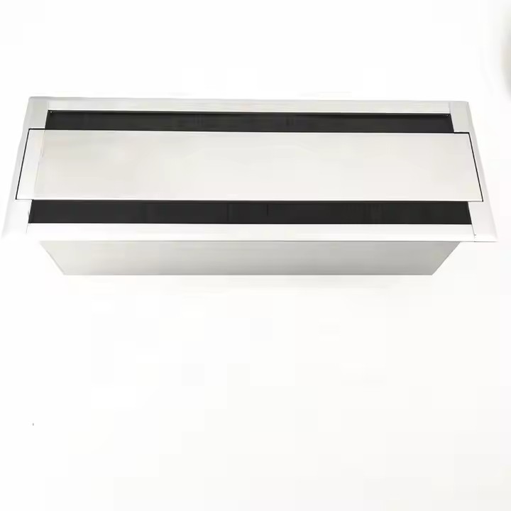 Double Open Office Desk Wire Cable Furniture Power Grommet Box Aluminum Alloy with Wall Socket Hole  / 3