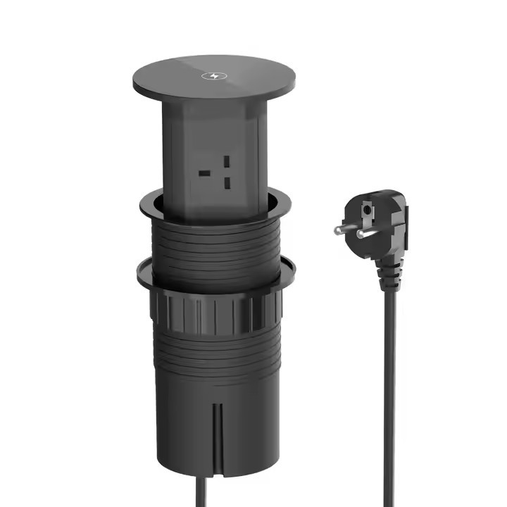UK/EU Plug Hidden Pop Up Kitchen Power Socket with PD20W Type-C Top 15W Wireless Charging Desk Outle / 1