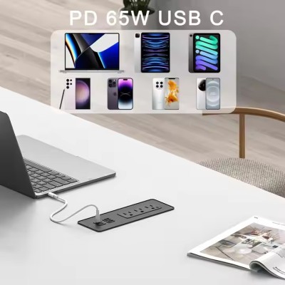US Standard Office Desk Power Strip with 1.8M Female Power Cable Hidden in Furniture USB-C Power Sok