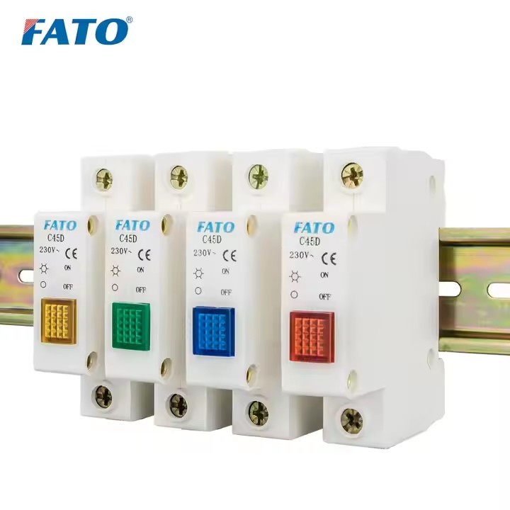 FATO C45D 220V AC Led Modular Signal Lamp DIN Rail Indicator Light Circuit Breaker Type / 2