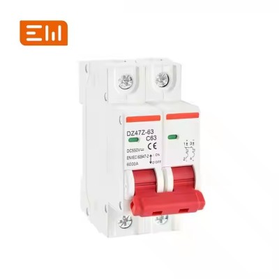 Factory Sales Circuit Breaker 4 Pole 2 Pole 63a 12V 500V 1000V Dc Breaker for Solar Panels Mcb