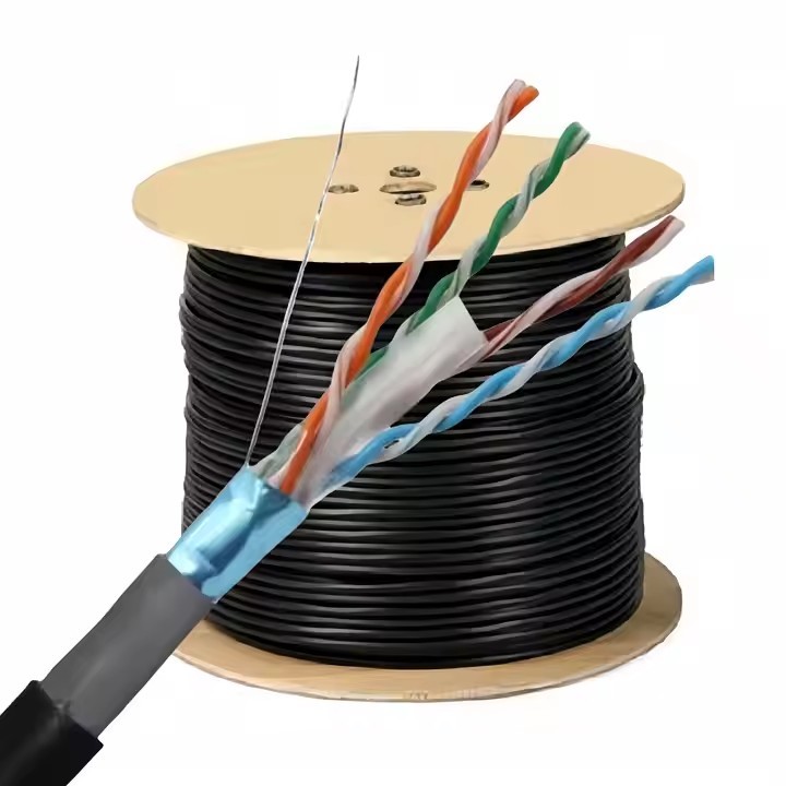 China Factory Solid copper Bare copper 1000ft black stp cat6A sftp cat6 cable outdoor 305M 23AWG net / 2