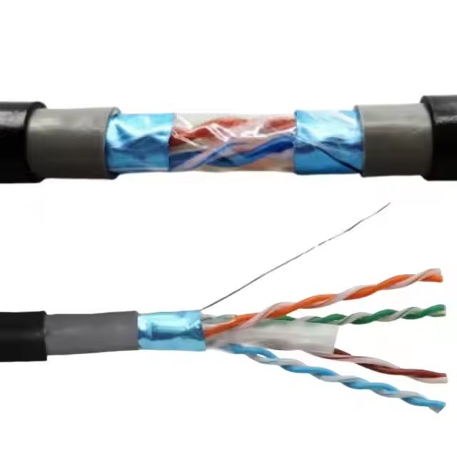 Factory Custom Outdoor Single shielding Cat6A Cable 1000ft 23AWG armour waterproof shield FTP cat6 c / 2