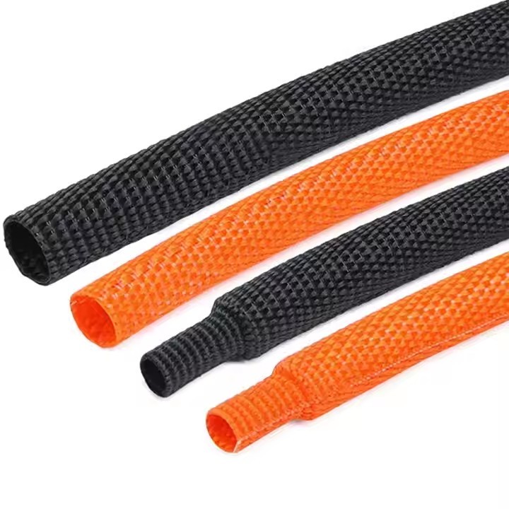 Heat Shrink Braided Cable Sleeve 6~100mm Insulation Flam Retardant Wire Wrap Sheath Protection PET A / 3