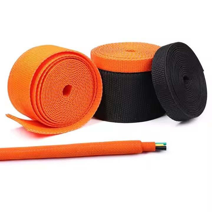 Heat Shrink Braided Cable Sleeve 6~100mm Insulation Flam Retardant Wire Wrap Sheath Protection PET A / 2