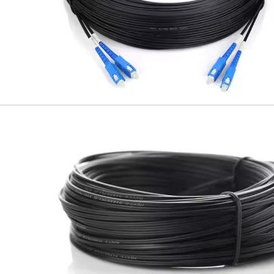 Indoor Fiber Optic Cable SC APC Single Core 10m/20m/30m/100m Flat Drop 12 Core Fiber Count Ftth G657